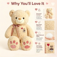 Coque d'ours en peluche légère avec ruban, vide à l'intérieur, sans rembourrage, rangement facile, vente en gros d'usine pour revendeurs et boutiques de cadeaux