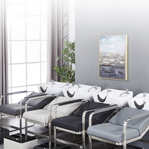 Chaise de shampooing noire de style moderne pour salon de beauté et salon de coiffure avec lavabo de massage et de lavage - Product Image 5