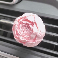 Diffuseur d'huiles essentielles en céramique, fleur de pivoine rose en porcelaine faite à la main, désodorisant de voiture en plâtre aromatique pour la maison