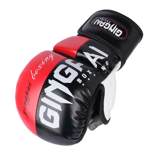Großhandel Custom Design Logo hochwertige profession elle PU-Leder UFC Half Finger MMA Boxing Trainings handschuhe