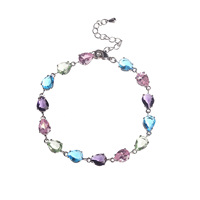 Bracelet en pierres précieuses colorées inspiré de la dopamine, design minimaliste luxueux léger, zircon arc-en-ciel, cadeaux polyvalents pour femmes