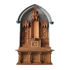 Premium Quality Handcrafted Teak <b>Wood</b> Religious Altar Sacred Church Altar <b>Table</b> with Gothic Arch Design Antique Christian Alter - Product Image 5