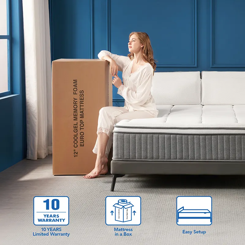 Free Shipping Home Use Sleep Well Hybrid mattress 12 Inch memory Foam Pocketing Spring Mattress
