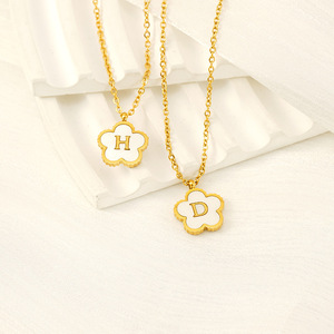 Zogxin Stainless Steel Flower Letter Necklace 18K Gold Plated Pendant With Alphabet For Gift Jewelry Women Fashion - Product Image 4