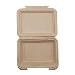 PFAS-freie 9x6 Clamshell Lunchbox aus Bagasse, kompostierbar, ölbeständig, kompostierbare Meal-Prep-Behälter für Takeaway - Product Image 3
