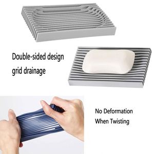 Kitchen Cleaning Brush Storage Rack Silicone Drain Box Bathroom Storage Box Non-Slip <b>Soap</b> Tray Dish <b>Holder</b> - Product Image 5