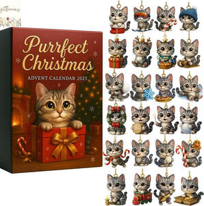 Calendrier de l'Avent créatif de Noël en forme de boîte mystère avec arbre en verre marin, écureuil suspendu, logo, boîte colorée - Product Image 5