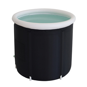 Baignoire gonflable ronde pliable en PVC pour adultes, noir et blanc - Product Image 5