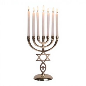 Chandelier Menorah de Luxe Fait Main Élégant, Support de Bougies Métallique Décoratif pour Hanouka, Noël et Diwali - Product Image 1