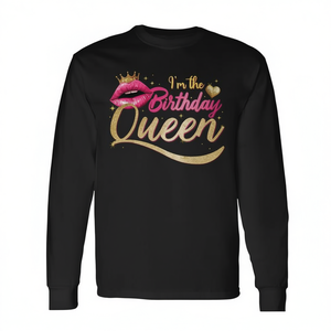 Camiseta de manga larga Birthday Queen para fiesta de cumpleaños, cuello redondo para mujer adulta, impresión digital - Product Image 3
