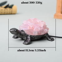 Lampe tortue en cristal naturel fait main en gros avec base en métal, veilleuse pour ornement de bureau