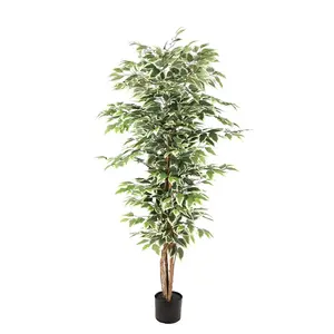 Garden ornaments evergreen potted banyan plant ficus artificial tree for sale