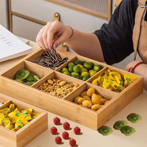 Bamboo <b>tray</b> for snacks and dried fruits, six-compartment pastry, snack, and <b>tea</b> <b>tray</b>, for storing <b>tea</b> and fruit around the - Product Image 3