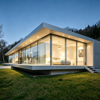 Villa hôtel préfabriquée de luxe en acier léger avec terrasse, maison en verre, design européen étanche, vue panoramique