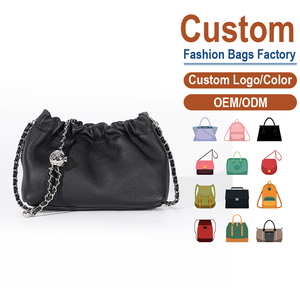 Bolso Bandolera de Cuero Genuino con Diseño Fruncido, Correa de Cadena, Fabricación Personalizada OEM/ODM, Bolso de Hombro Chic para Mujer - Product Image 1