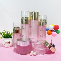 Emballage cosmétique de luxe en or rose, flacon pompe en verre rose, contenants et pots vides pour soins de la peau