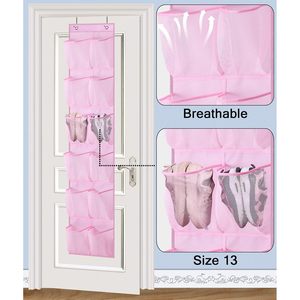 Over The Door Shoe Organizer 12 Mesh Pockets Hanging <b>Narrow</b> Closet Door Pink Kids Baby <b>Storage</b> Rack - Product Image 3