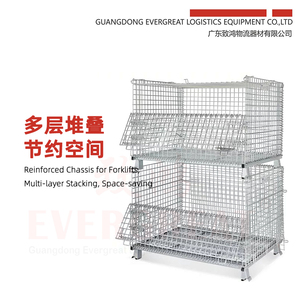 800*600*640 A/Model Heavy-duty Steel Warehouse Storage Cages Foldable <strong>Collapsible</strong> Forklift Shelving Tool Iron Cages Wholesale - Product Image 3