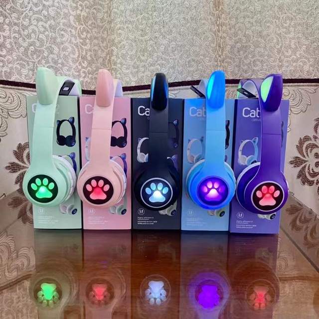 Cute Cat Ear ViV-23M Wireless Earphone Headphone Accessories Pink Cat Headphones Foldable Cat Ear Sport Headset