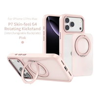 Coque de téléphone antichoc en TPU et PC avec plaque arrière remplaçable pour 17 Pro Max, étui magnétique avec béquille rotative, toucher doux, vente en gros 5