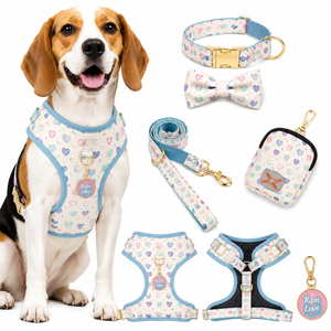 <b>Dog</b> Harness Set Adjustable No Pull Pet Harnesses with Collar Bow Tie Leash Poop Bag Holder ID <b>Tag</b> with Metal Buckle Coffee - Product Image 6