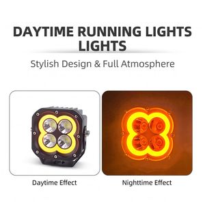 Square LED Work Light 4 Lens 210W Amber DRL Spot Flood Combo IP67 Offroad Driving Lamp for Truck SUV - Product Image 2