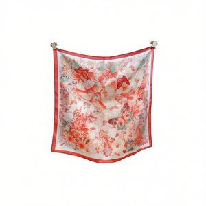 Foulard quadrato piccolo con farfalle e fiori 70x70 cm, accessorio moda per donna - Product Image 1