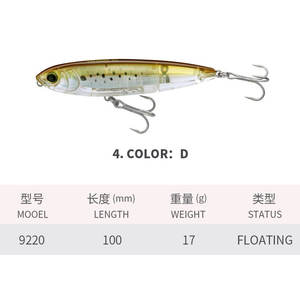 RUNTOO Nouveau Design <span class=keywords><strong>Leurre</strong></span> Flottant Luminescent Réaliste 100mm 17g en Plastique Dur pour Bass, <span class=keywords><strong>Leurre</strong></span> <span class=keywords><strong>de</strong></span> <span class=keywords><strong>Surface</strong></span> Topwater <span class=keywords><strong>Stickbait</strong></span> - Product Image 6