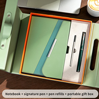 Ensemble cadeau de carnet de notes d'affaires personnalisé de luxe avec logo, carnet à trois volets en cuir PU avec stylo, boîte cadeau de papeterie de bureau
