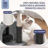Tour à chat multi-niveaux avec hamac de 40 cm, housse en peluche amovible et lavable, poteau en sisal naturel et condo pour chats de grande taille, OEM