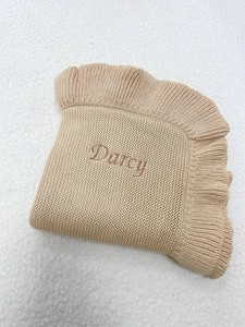 Manta bordada de punto con diseño de diamantes con <span class=keywords><strong>nombre</strong></span> personalizado, borde festoneado para bebés y adultos, ropa de cama para niños - Product Image 2