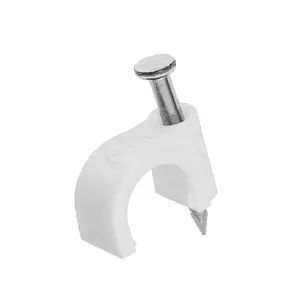 8mm Plastic white hook type cable wire clips for telecommunication with concrete nails