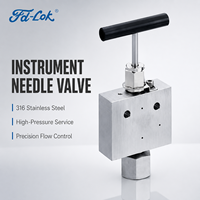Vanne à aiguille manuelle haute pression 60000 psi pour connexion de tube, en acier inoxydable de type ASTM, disponible en version OEM