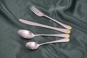 Ensemble de <span class=keywords><strong>couverts</strong></span> de luxe en acier inoxydable doré avec logo personnalisé, 24 pièces, finition miroir, 304/410/430, <span class=keywords><strong>design</strong></span> classique pour mariage, boîte personnalisée Wan - Product Image 5