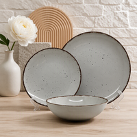 Service de table en porcelaine vintage de luxe personnalisable, 12 ou 16 pièces, avec glaçure réactive bleue, comprenant assiettes, bols et tasses