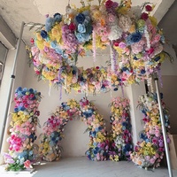 MSFAME Plantes et fleurs artificielles, arrangement coloré pour décoration de plafond de mariage, fleurs en soie suspendues rondes