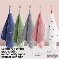 Serviette de toilette murale en polaire corail, carrée, pour enfants, séchage rapide, très absorbante, sans peluches, brodée, pour la maison