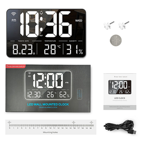 Lớn LED đồng hồ treo tường ứng dụng di động hoạt động điện lịch ngày độ ẩm hiển thị nhiệt độ 170 ° xem đầy đủ Đồng hồ báo thức - Product Image 5