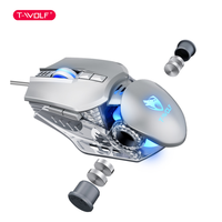 Souris de jeu T-WOLF G530 mécanique à programmation macro, 4 couleurs lumineuses, 1200-6400 DPI, 6D, en stock pour ordinateur de bureau et ordinateur portable