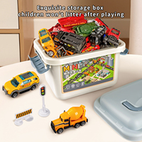 Ensembles de véhicules d'ingénierie en alliage 15/24 pièces avec boîte de rangement, mini-camions de pompiers et voitures à friction pour enfants, idéal comme cadeau