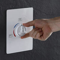 Robinet de Douche Thermostatique Mural 3 Voies Premium avec Mitigeur et Diverter 3 Fonctions, Design Moderne, Finition Noire, Haute Pression