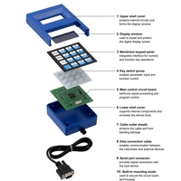 Outil de débogage de décodeur d'ascenseur LCD bleu avec clavier à membrane et programmeur de port série pour hôtels, appartements et centres commerciaux