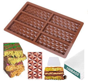 Recién llegado, <span class=keywords><strong>molde</strong></span> de barra de Chocolate de <span class=keywords><strong>silicona</strong></span> grande y grueso, bolsa OPP rectangular de Chocolate profundo, embalaje para Barra de Chocolate grande rellena - Product Image 2