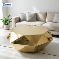 Table basse de luxe en acier inoxydable doré et diamant pour salon, design tendance
