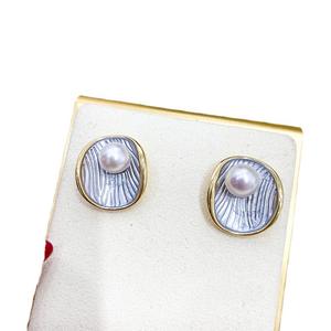 S925 <b>Silver</b> DIY Pearl Accessories Empty Stand with 6-9mm Round Beads 21744 Fashion <b>Stud</b> <b>Earrings</b> - Product Image 5