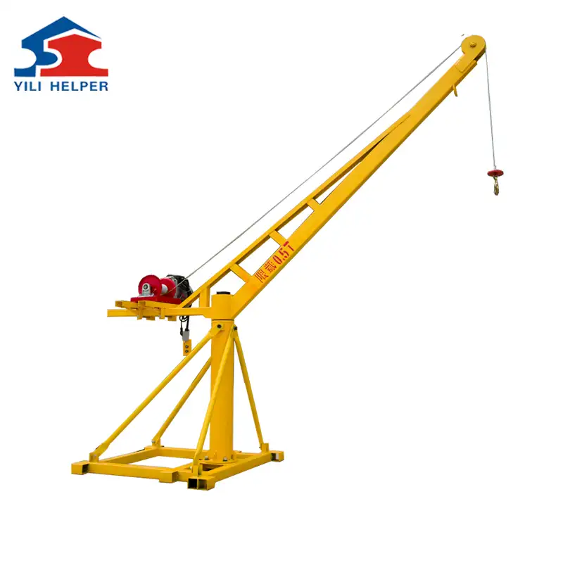 2022 Hot Sale House Construction Materials Portable Small Jib Lift Mini Crane 360 Degree Factory Sale with Loading 400kg