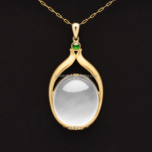 Jadeíta Natural con Corte de Bisel en Forma de Calabaza, Estilo Clásico, Certificado por Terceros, para Aniversario, Qingyabailu Feicui - Product Image 1