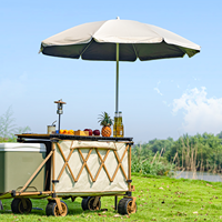 Chariot pliable pour pique-nique, chariot de camping avec table pliante réglable, chariot de vente ambulante avec parasol
