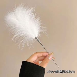 Pasador para el Cabello con Plumas Blancas y Negras, Estilo Chino Moderno, Simple e Innovador, Accesorio para el Cabello Hanfu, Joyería para Mujer - Product Image 5