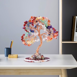 Arbre de cristal de pierres de guérison naturelles de luxe 7 Chakra aigue-marine sur la Base d'agate bonsaï Rose Quartz arbre de vie Feng Shui pour la chance - Product Image 4